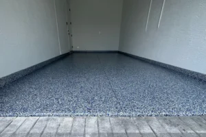 service concrete floor coating of small garage